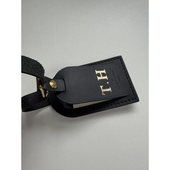 Louis Vuitton Name Tag w/ T H Initials Goldtone Black Large Black - Picture 14 of 15